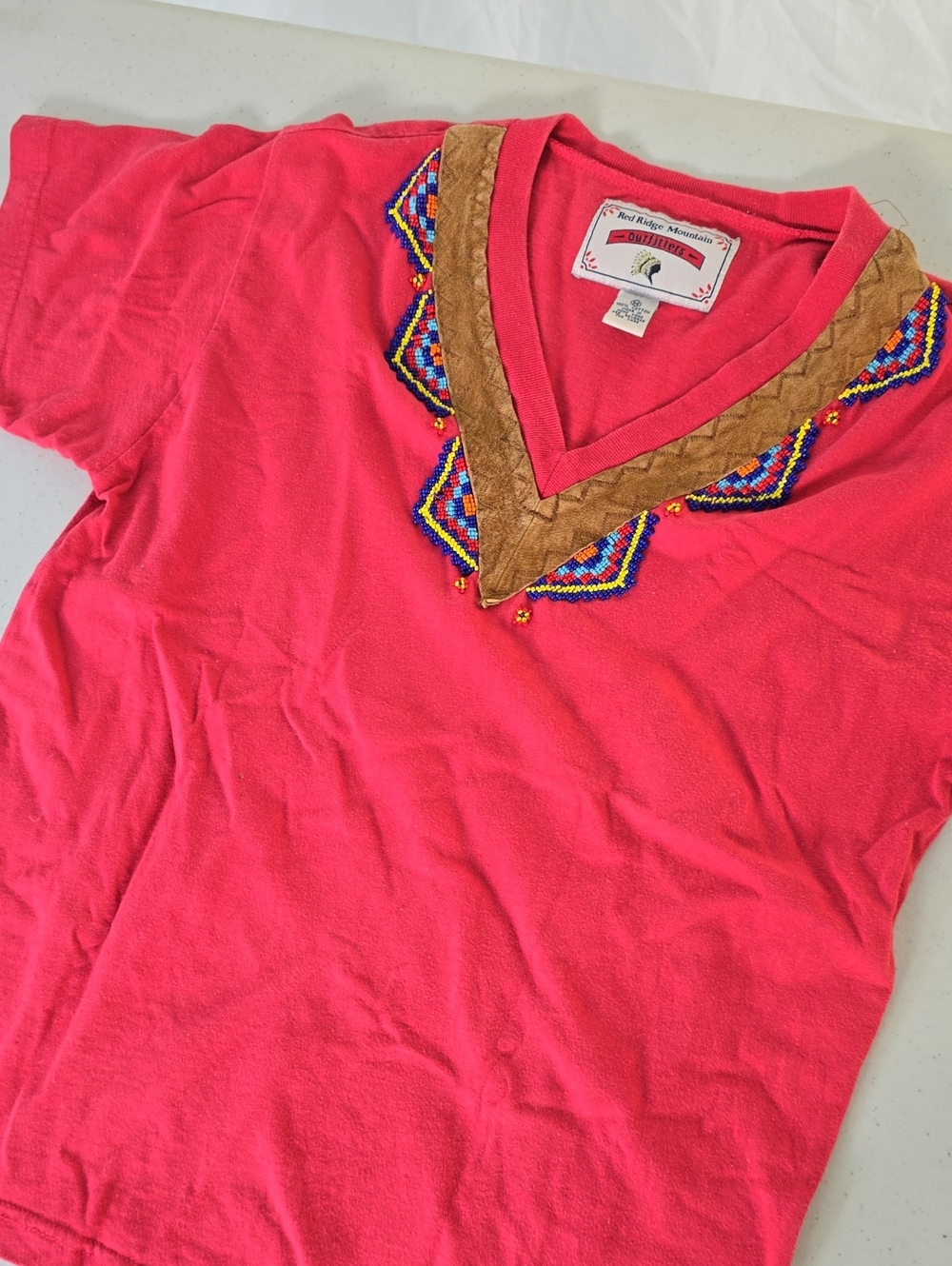 Embellished V-Neck Short Sleeve Tee Vintage